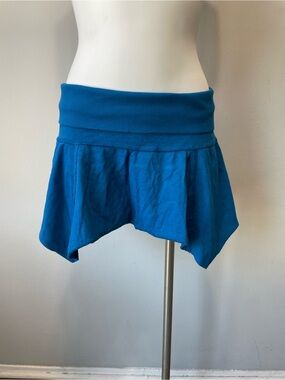 Hard Tail Teal Blue Asymmetrical Flounce Mini Skirt